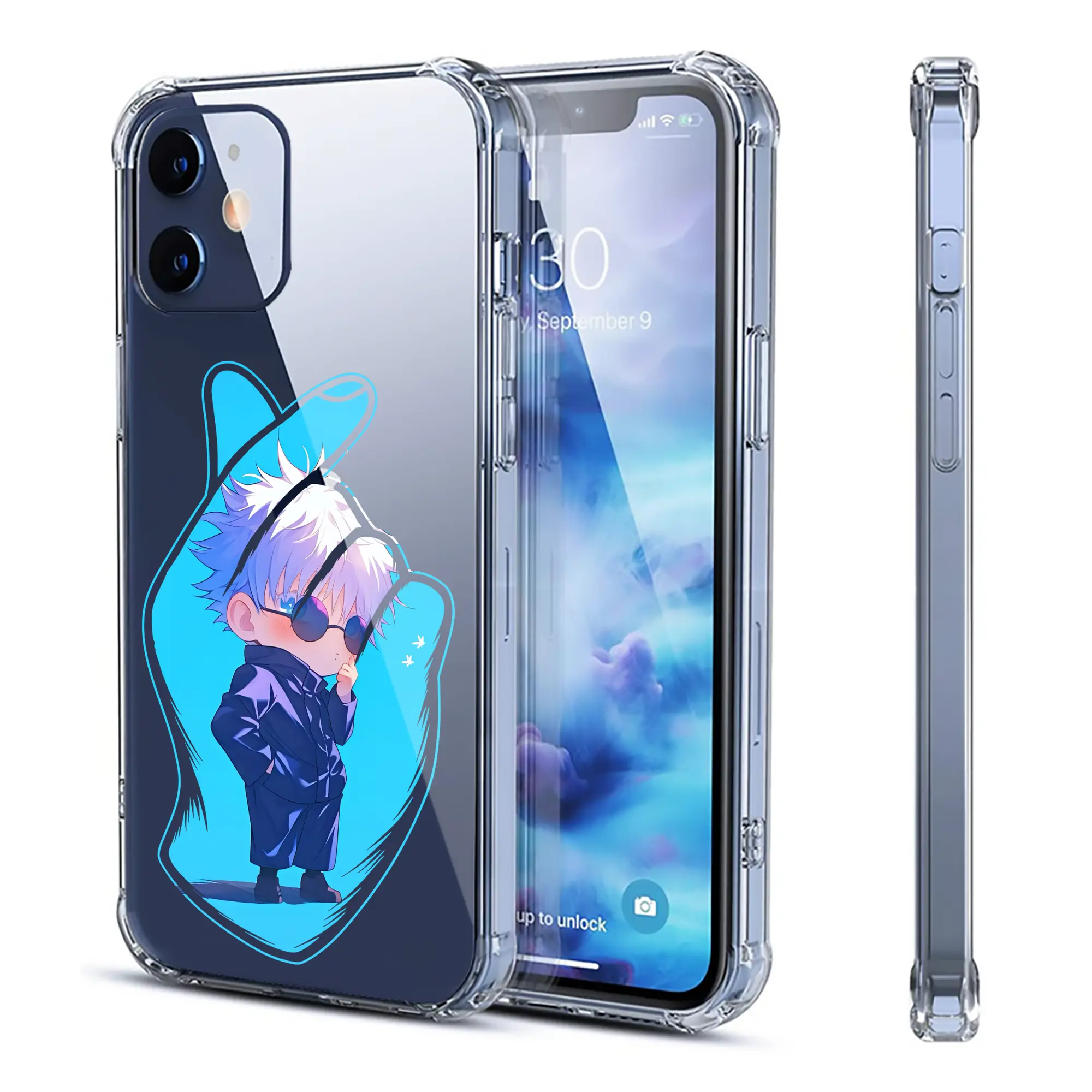 呪術廻戦 グッズ,五条 悟 - IPhone 12シリーズ対応 ・ 透明スマホケース ・ クリアソフトケース ・ TPU素材 ・ 耐衝撃 ・ 高密着 ・ 防汚 防指紋 ・ 簡単着脱